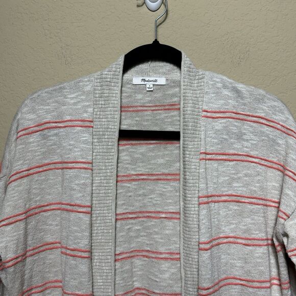 Madewell Bradley Open Front Cardigan Sweater Textured Stripes Women’s  Size S - Picture 4 of 8